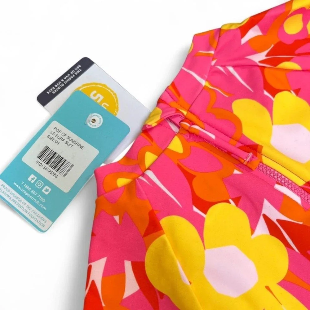 Snapper‎ Rock Pop of Sunshine Long Sleeve Surf Suit Girls 7-8 Years UPF 50+
